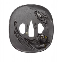 Tanaka School, 19th century
Of rounded rectangular form with raised rim, carved in takabori and  ...