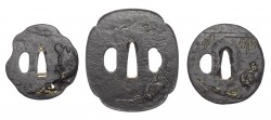 Three iron tsuba
Nara and Yamashiro Schools, 17th to 18th century
The first carved and inlaid wi ...