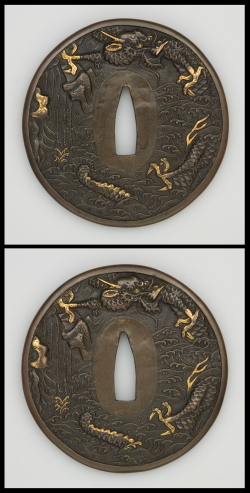 Dragon, no signature 　round shape, yamagane plate, kiniro-e, nohitsu-ana
[ Signature ] No signa ...
