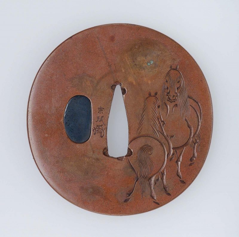Tsuba with design of horses
Yokoya Somin (Japanese)
School: Yokoya School (Japanese)
Japanese
Ed ...