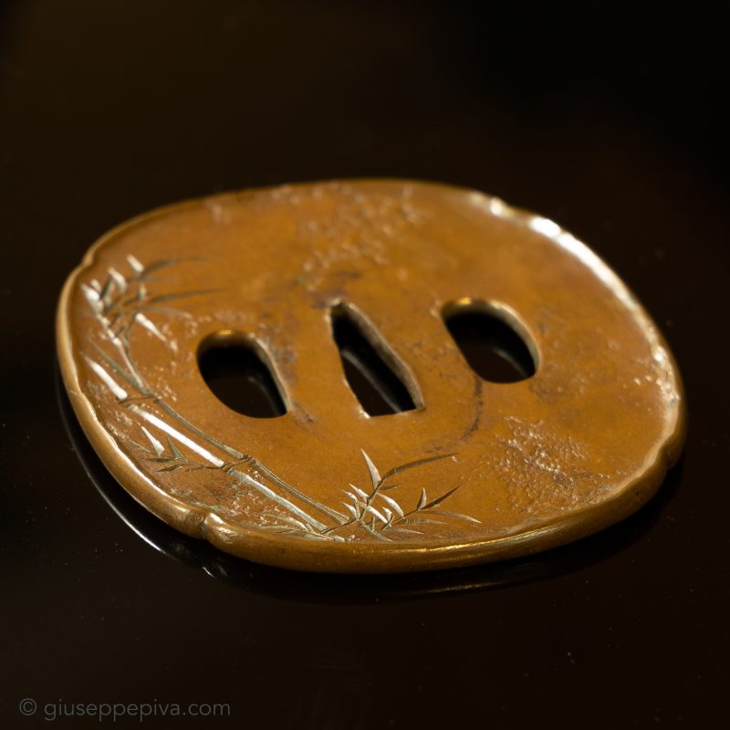 Tsuba depicting two trees in the mid-winter, Shōnai school
Edo Period, 19th century

Shōnai scho ...