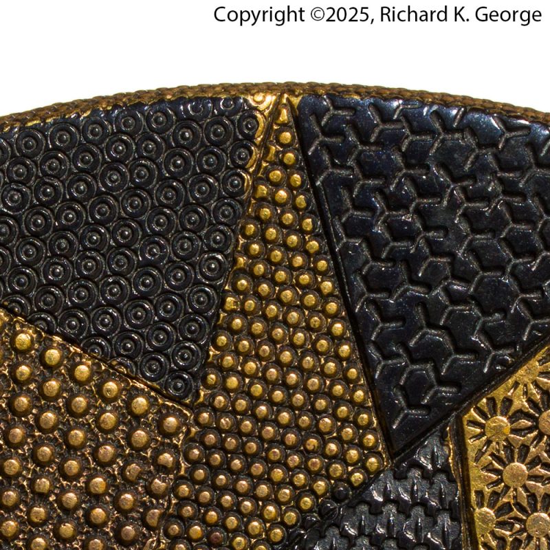 This one is still a bit of a head scratcher.  This mokko shaped tsuba measures 82.8mm(H) X 78.5m ...