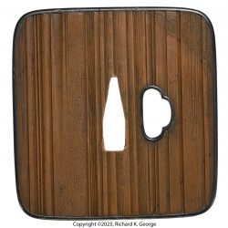This tsuba is another “burly” piece.  It is made of suaka (red copper) with a shakud ...
