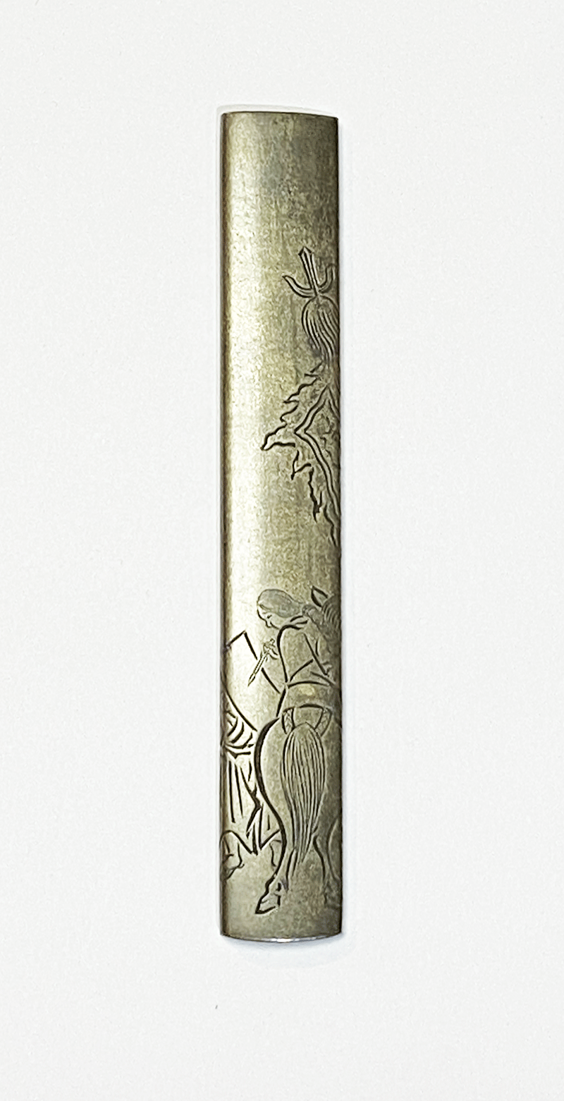 Made by Yokoya Sōmin (横谷宗珉作, よこや そうみん) — Tokubetsu Hozon Koshirae Fitting (Kozuka)

 ...
