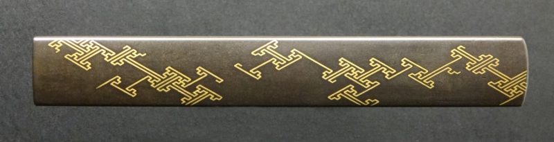 Dimensions 98.3 mm x 14.0 mm, 4.8 mm thickness, the base material is shibuichi with gold and sil ...