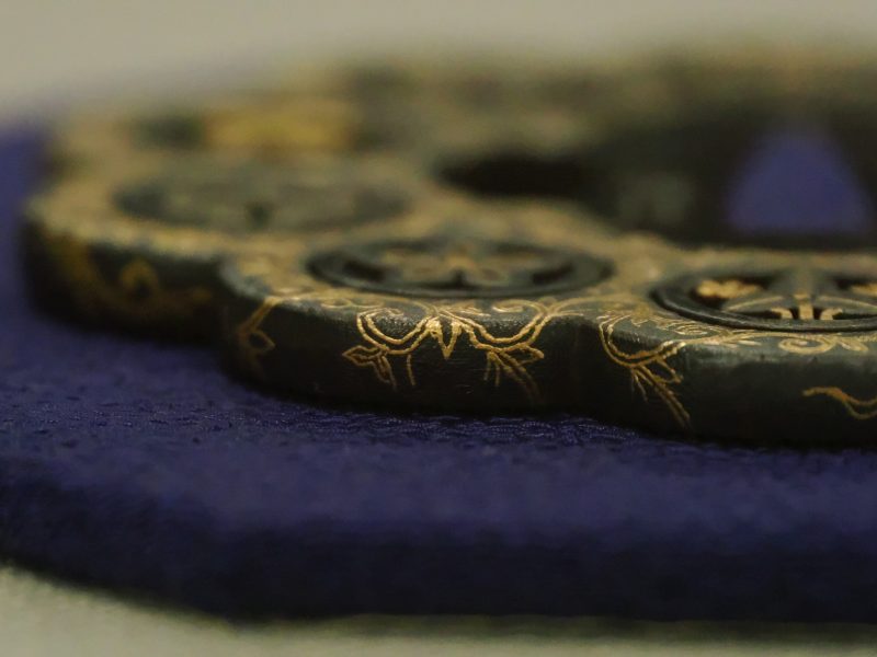 Bukan shukashi zōgan daishō tsuba (武鑑透象嵌大小鍔). This is the only one contemporary work amo ...