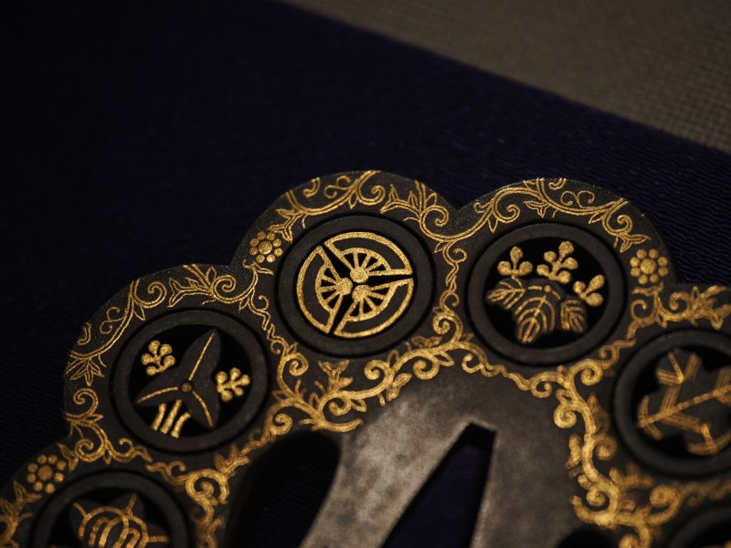 Bukan shukashi zōgan daishō tsuba (武鑑透象嵌大小鍔). This is the only one contemporary work amo ...