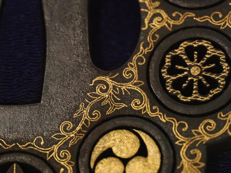Bukan shukashi zōgan daishō tsuba (武鑑透象嵌大小鍔). This is the only one contemporary work amo ...