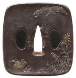 出羽国　明治二年　
百五十三年前
鉄石目地撫角形毛彫平象嵌
縦七二･八㍉　
横六九･六㍉　
切羽台厚さ ...