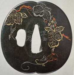 “Budō-mon no zu tsuba”

Signed “Umetada Shichiza”

Early Edo period (1624-1644)

Very simlar to  ...