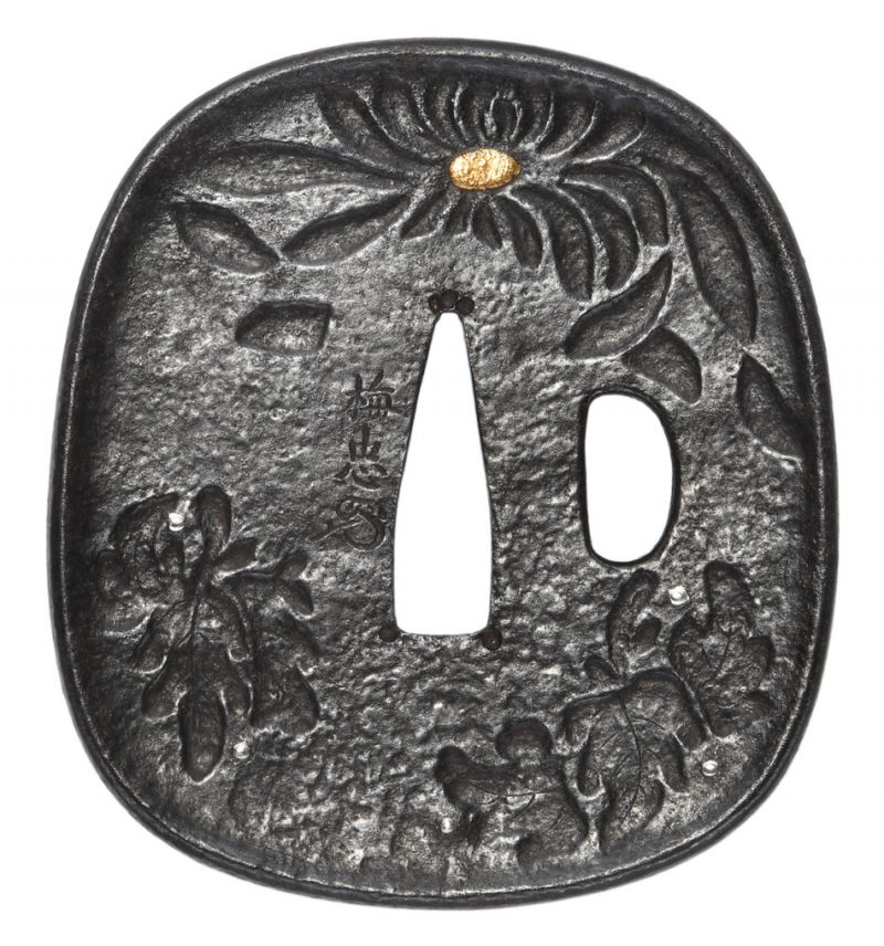 Tsuba [Umetada Kiku-kiri-zu-Tsuba][N.B.T.H.K] Tokubetsu Hozon Tosogu
Kiku-kiri-zu-Tsuba
菊桐図鍔 ...