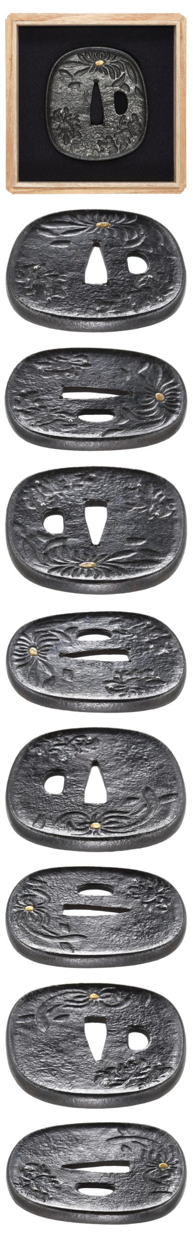 Tsuba [Umetada Kiku-kiri-zu-Tsuba][N.B.T.H.K] Tokubetsu Hozon Tosogu
Kiku-kiri-zu-Tsuba
菊桐図鍔 ...