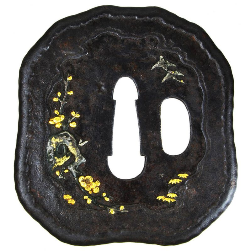Tsuba [Kumagaya-ha Kiku-karakusa-cho-zu-Tsuba][N.B.T.H.K] Hozon Tousougu

Baijyu ni Usagi-zu Tsu ...