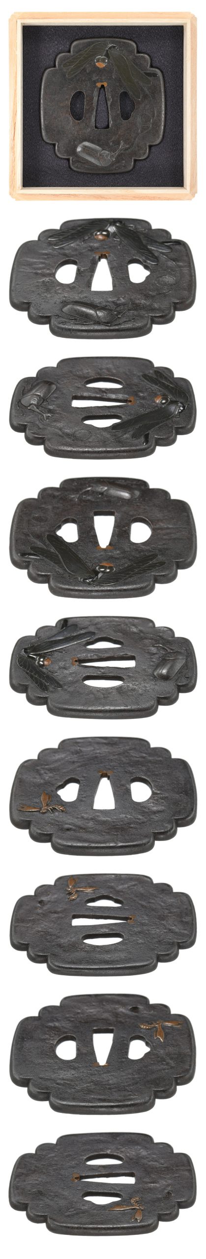 Tsuba [Mumei Shonai Sanchu-zu-Tsuba][N.B.T.H.K] Hozon Tosogu

Sanchu-Zu-Tsuba
三虫図鍔　変り木瓜 ...