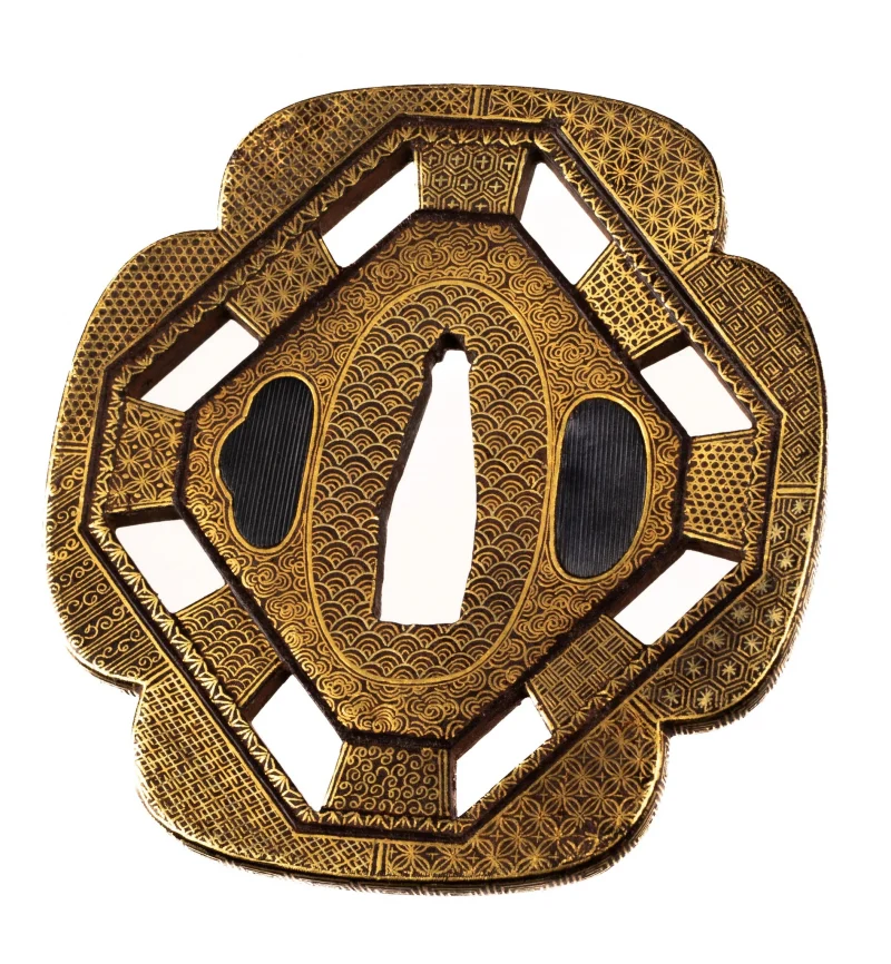 Iron Kyo-Kenjo Tsuba Signed “Yamashiro Rakuto” by “Bairyūken Kiyotatsu”  ...